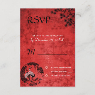 Oriental Cranes wedding  RSVP invitation refwi3