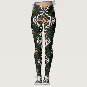 Oriental Damask: Vintage Talavera Mosaic. Leggings