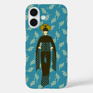 Oriental Dark Red Woman Turban Turkey Art Nouveau iPhone 16 Case