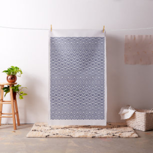 Oriental Delft Blue Koinobori Fish Scale Pattern Fabric