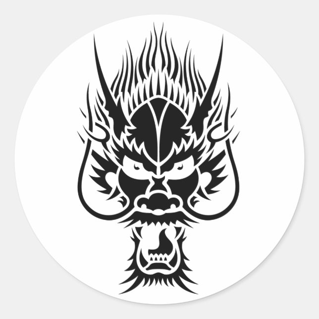 Oriental dragon classic round sticker (Front)