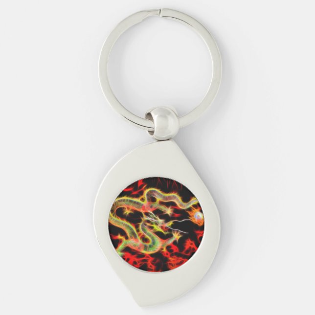 Oriental Dragon Fire on Lucky Energy Key Ring (Front)