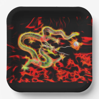Oriental Dragon Fire on Lucky Energy Paper Plate