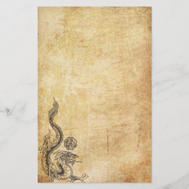Oriental Dragon Inked Stationery (Front)