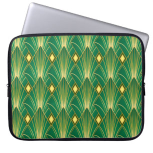 Oriental Elegance: Art Deco Wallpaper Laptop Sleeve