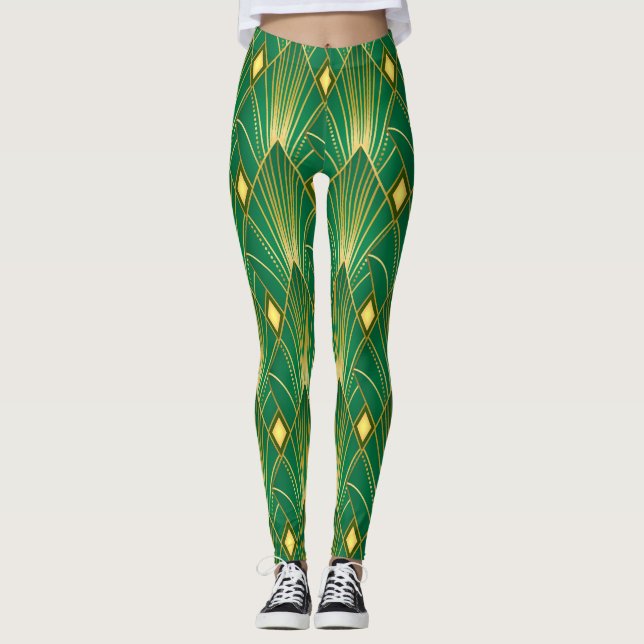 Oriental Elegance: Art Deco Wallpaper Leggings (Front)