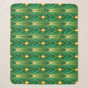Oriental Elegance: Art Deco Wallpaper Sherpa Blanket