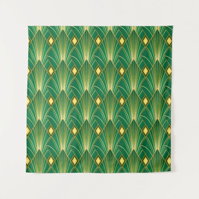 Oriental Elegance: Art Deco Wallpaper Tapestry (Front)