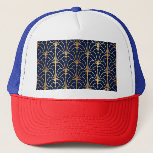 Oriental Elegance: Golden Fan Pattern Trucker Hat