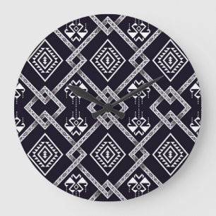 Oriental ethnic, traditional seamless background. large clock