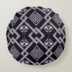 Oriental ethnic, traditional seamless background. round cushion