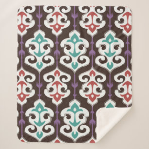 Oriental fabric ornament seamless pattern sherpa blanket