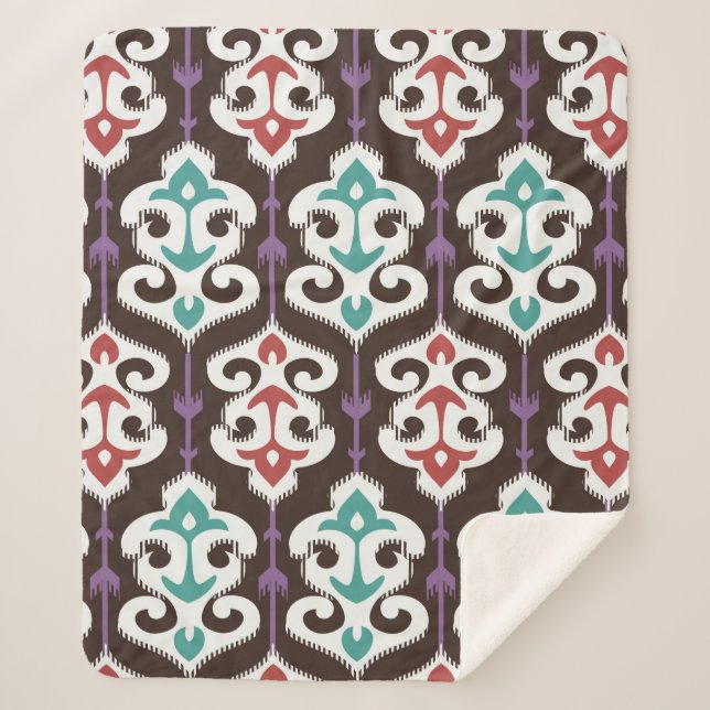 Oriental fabric ornament seamless pattern sherpa blanket (Front)