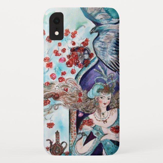 ORIENTAL FAIRY TALE / PRINCESS,RED ROSES AND HAWK Case-Mate iPhone CASE (Back)
