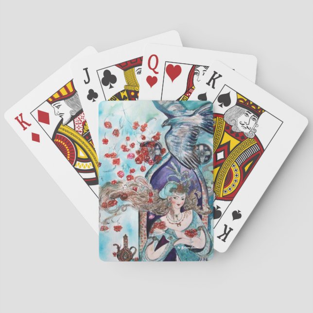 ORIENTAL FAIRY TALE ,Princess, Red Roses and Hawk Playing Cards (Back)