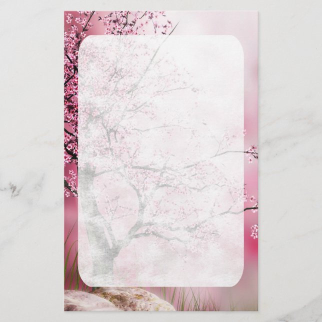 Oriental Fantasy Cherry Blossom Stationery (Front)