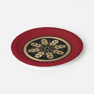 Oriental Faux Gold Japan Inoue Mon Vector Art Paper Plate