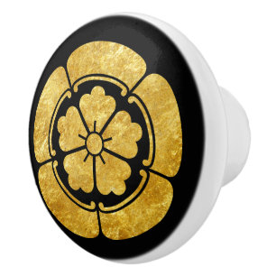 Oriental Faux Gold Oda Japan Mon Viintage Art Ceramic Knob