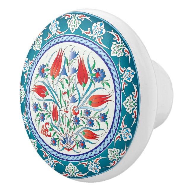 Oriental Floral Ceramic Knob (Right)