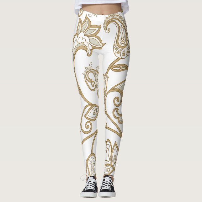 Oriental Floral: Flourish Tiled Ethnic. Leggings (Front)