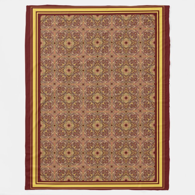 Oriental Floral Ornament Fleece Blanket (Front)