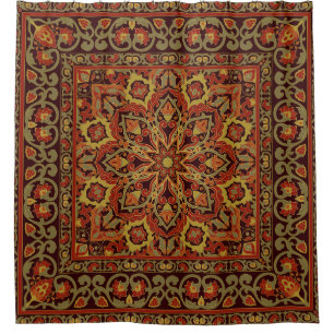 Oriental floral ornament with frame Pattern Shower Curtain