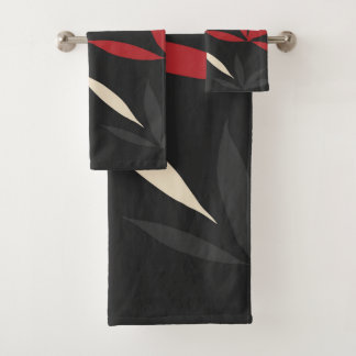 Oriental Floral Pattern Bath Towel Set