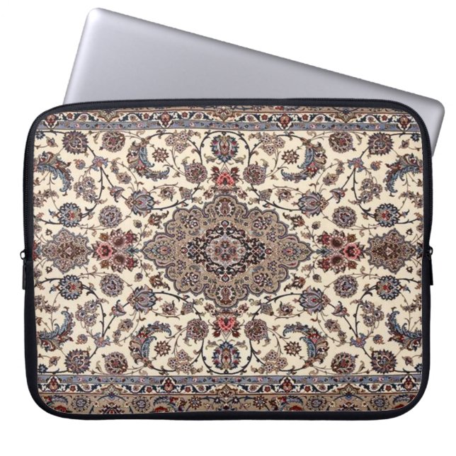 Oriental Floral Persian Carpet Pattern Laptop Sleeve (Front)