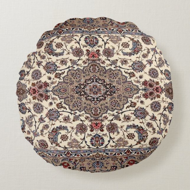 Oriental Floral Persian Carpet Pattern Round Cushion (Front)