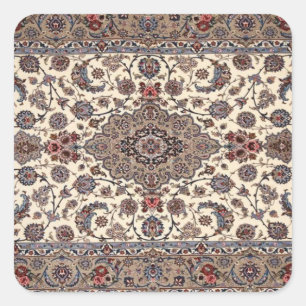 Oriental Floral Persian Carpet Pattern Square Sticker