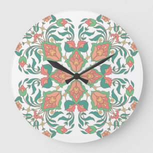 Oriental Floral Vintage Design Large Clock