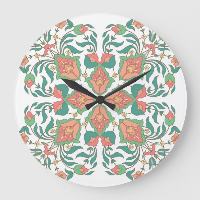 Oriental Floral Vintage Design Large Clock (Front)