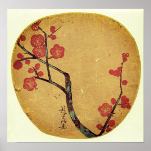 Oriental floral vintage japanese cherry blossom poster