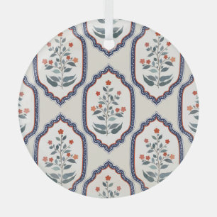 Oriental Flower Branches: Kalamkari Indian. Glass Tree Decoration