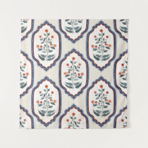 Oriental Flower Branches: Kalamkari Indian. Tapestry