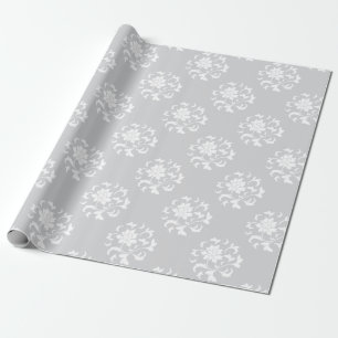 Oriental Flower - Silver Circular Pattern Wrapping Paper