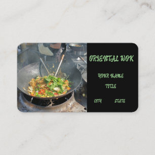 oriental food wok vegetable stir fry noodles business card