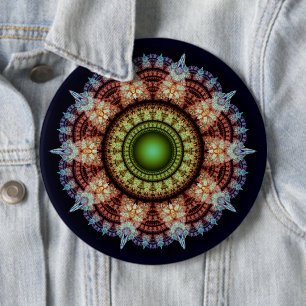 Oriental fractal splendid ornament 6 cm round badge