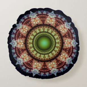 Oriental fractal splendid ornament round cushion
