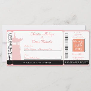 Oriental Garden Boarding Pass Wedding Invitation