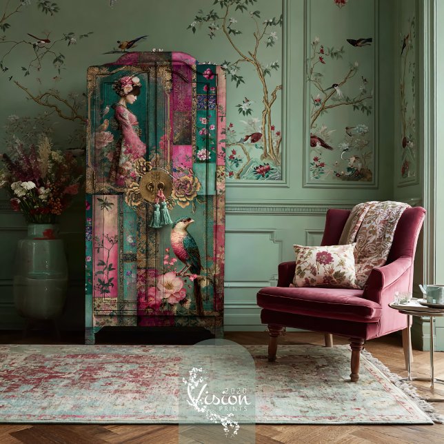 Oriental Garden, Chinoiserie, Patchwork Collage Tissue Paper (Oriental Garden, Chinoiserie Patterns, Patchwork Collage, Decoupage Tissue Paper.)