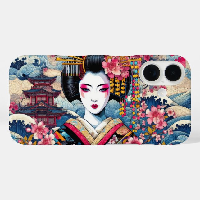 Oriental Geisha Maiko Kanagawa waves temple Case-Mate iPhone Case (Back (Horizontal))
