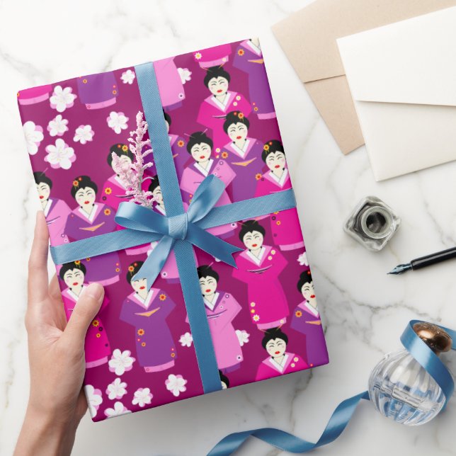 Oriental Geishas in Traditional Kimono Dress Wrapping Paper (Gifting)