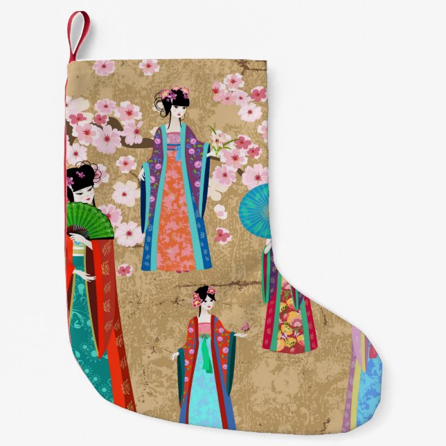 Oriental girl in retro costumejapanese, chinese, a small christmas stocking (Front)