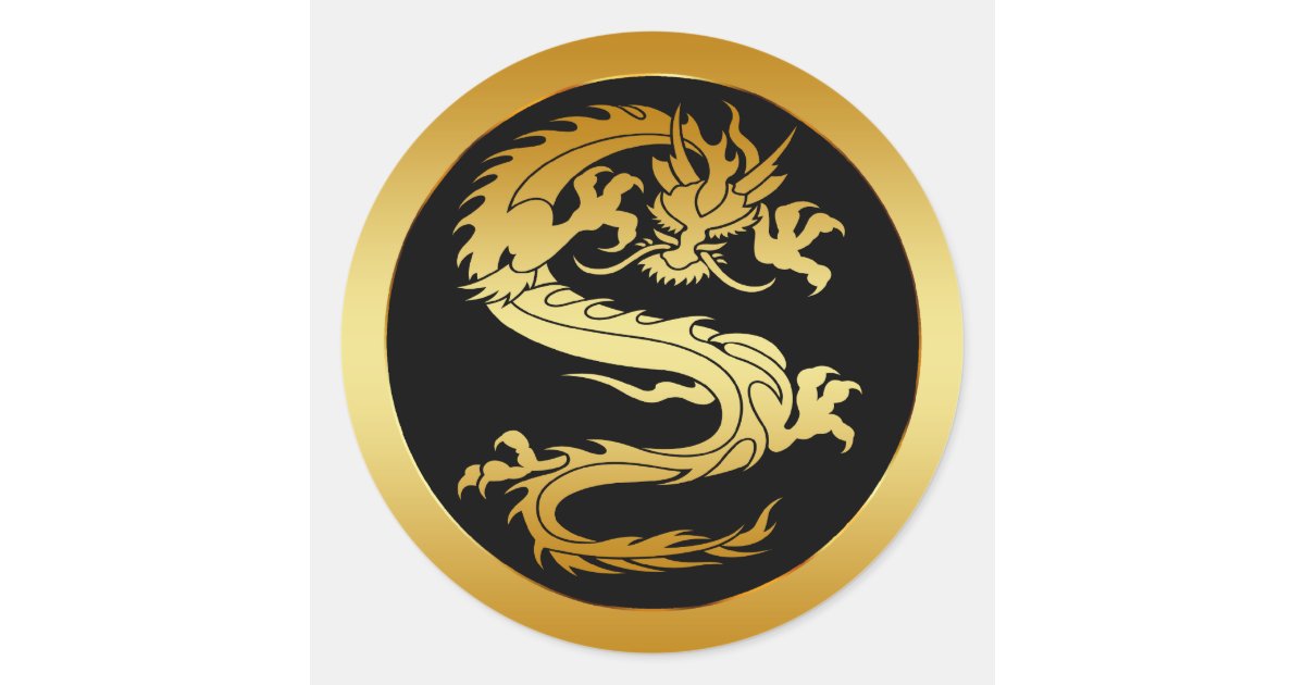 Oriental Gold Dragon Classic Round Sticker Zazzle Co Uk