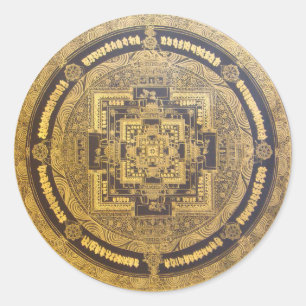 ORIENTAL GOLDEN ESOTERIC MANDALA CLASSIC ROUND STICKER
