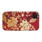 Oriental Golden Flowers on Red