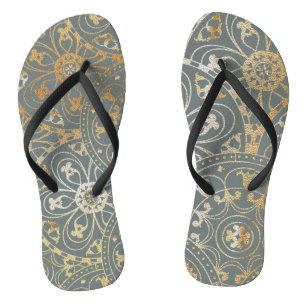 Oriental Golden Mandala - Flip Flops