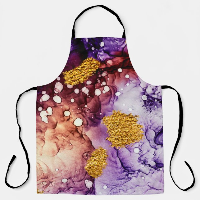 Oriental Golden Swirls Abstract Painting Apron (Front)