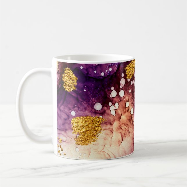 Oriental Golden Swirls Abstract Painting Coffee Mug (Left)